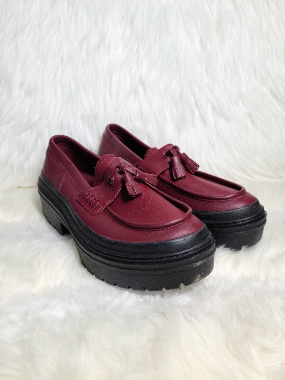 Converse Chuck Taylor All Star Lugged Heel Loafer Platform Burgundy Women 7 NEW